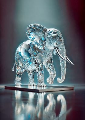 Crystal Elephant Sculpture