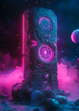 Neon Space Monolith