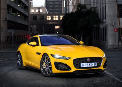 Yellow Jaguar F-Type Coupe