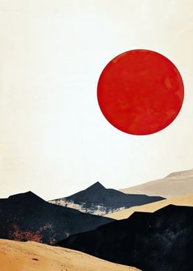 Red Sun Over Mountains