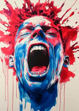 Screaming Man Watercolor