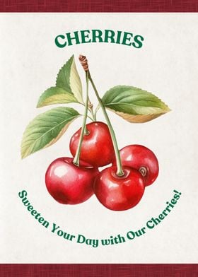 Cherries Watercolor Illustration