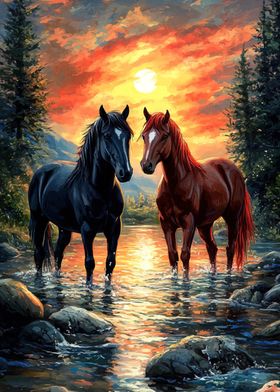 Horses at Sunset