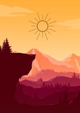 Mountain Sunset Landscape