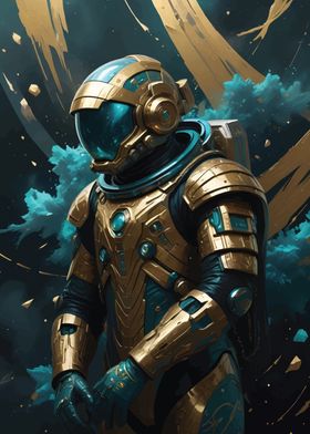 Gold and Teal Space Suit