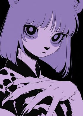 Purple Anime Girl with Claws