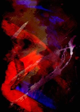 Abstract Red and Blue Painting