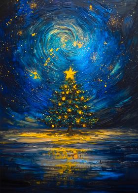 Christmas Tree Starry Night