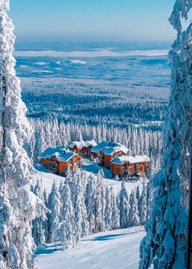 Snowy Mountain Cabin View