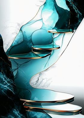 Kintsugi Abstract Teal & Gold Podium