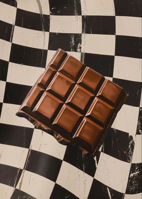 Chocolate Bar on Checkered Background