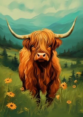 Highland Cow in Meadow