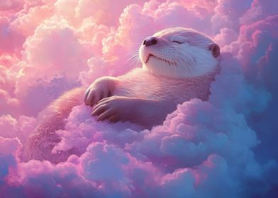 Otter Sleeping On Clouds