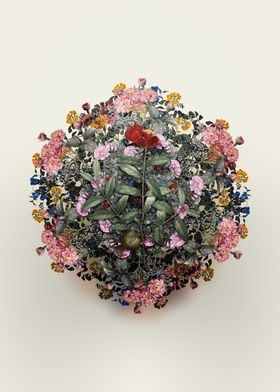 Floral Circle Pomegranate Branch Wreath Art