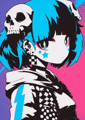 Anime Girl with Skull