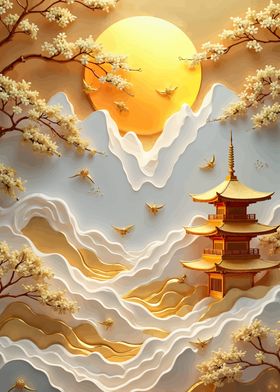 Golden Pagoda Landscape