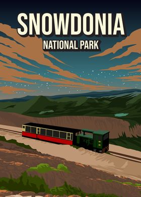 Snowdonia England National Park Train Poster