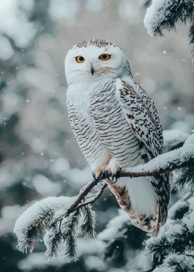 Snowy Owl on Branch