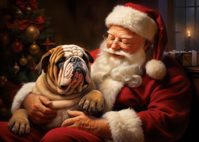 Santa Claus with English Bulldog