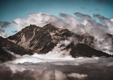 Mountain Peaks in Clouds