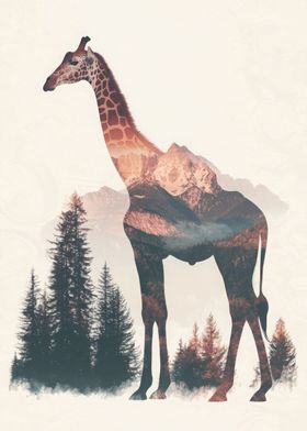 Giraffe Mountain Double Exposure