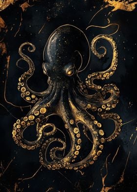 Golden Octopus Art