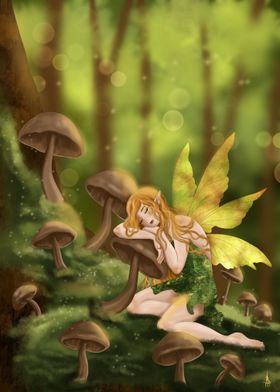 Sleeping Fairy in Forest