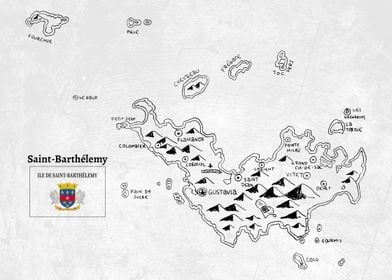 Handdrawn Map of Saint Barthélemy