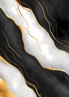 Abstract Black, White, and Gold