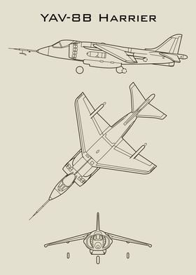 YAV-8B Harrier Jet Blueprint