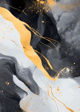 Abstract Gold and Black Swirls