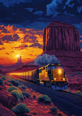 Train Through Monument Valley