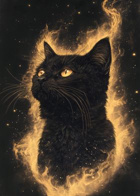 Black Cat in Flames