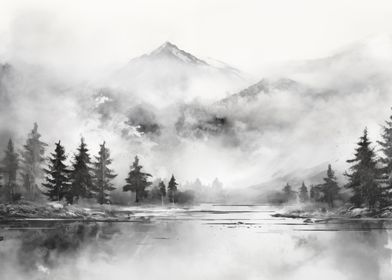 Misty Mountain Lake art