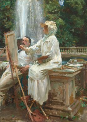 Artist Couple Painting Outdoors