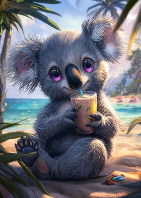 Cute Koala on Beach