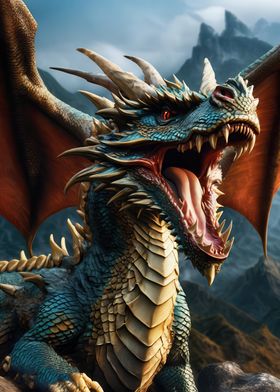 Fierce Dragon with Red Eyes