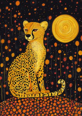 Cheetah Under a Golden Moon