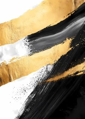 Gold and Black Abstract Art