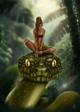 Jungle Woman and Snake