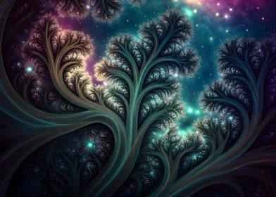 Fractal Tree Night Sky