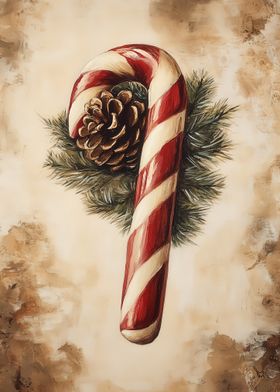 Candy Cane And Pine Cone