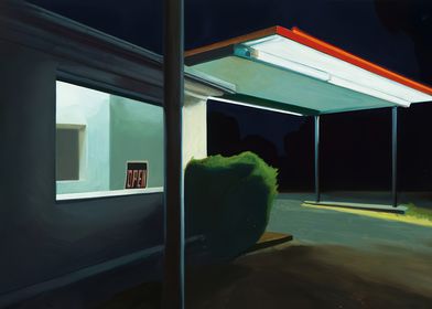 Nighttime Gas Station