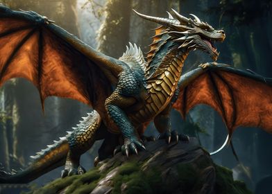 Majestic Dragon in Forest