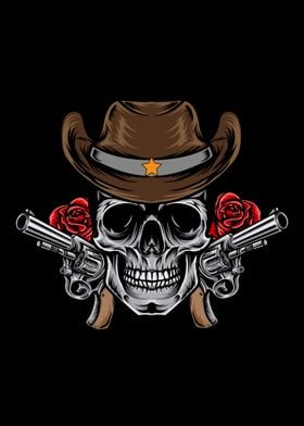 Cowboy Skull with Guns