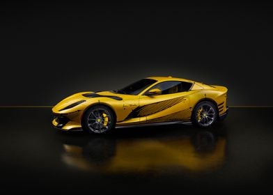 Yellow Ferrari with Black Stripes