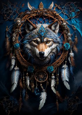 Wolf Dreamcatcher Art