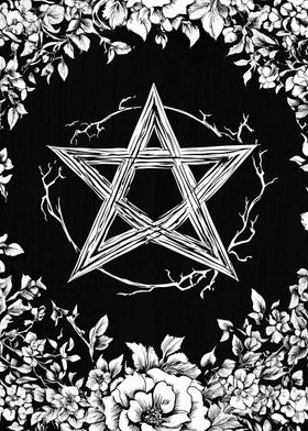 Pentagram with Floral Frame