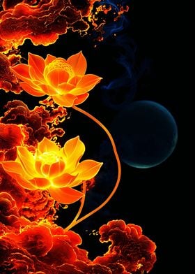 Fire Lotus and Moon