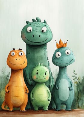 Cute Dinosaur Family